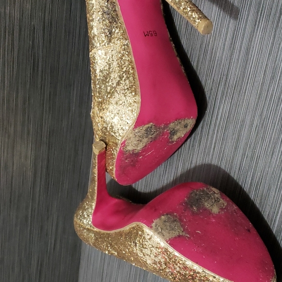Signature Sole by ShoeDazzle Glittery Gold Heels Stripper Shoes Size- 6.5 - Picture 7 of 8
